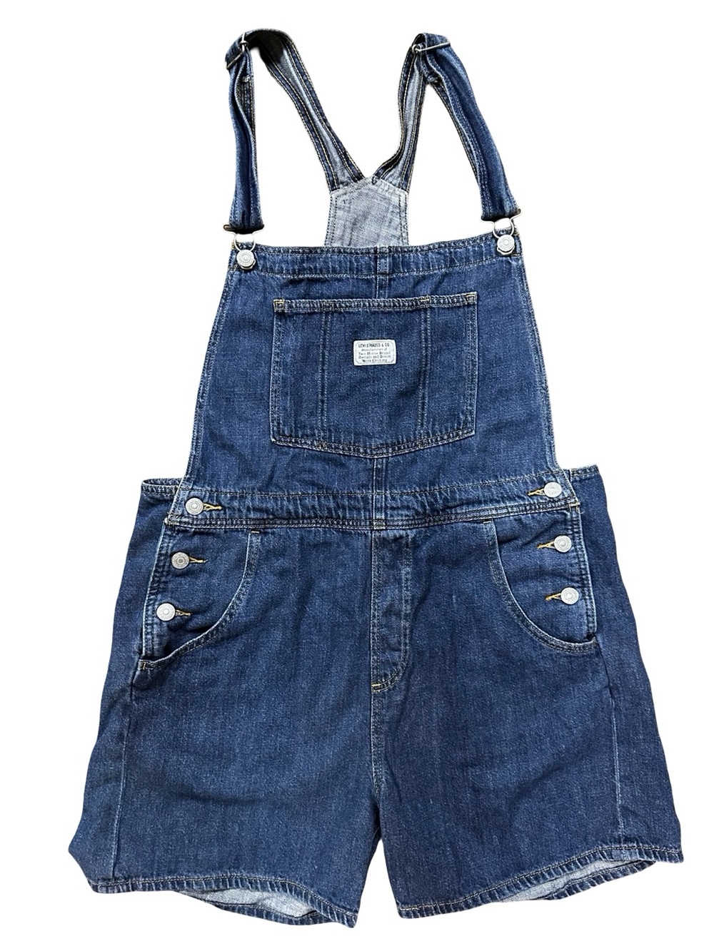 Levi’s Overalls Shortall Bibs Size Large Blue Denim Lightweight Summer Workwear